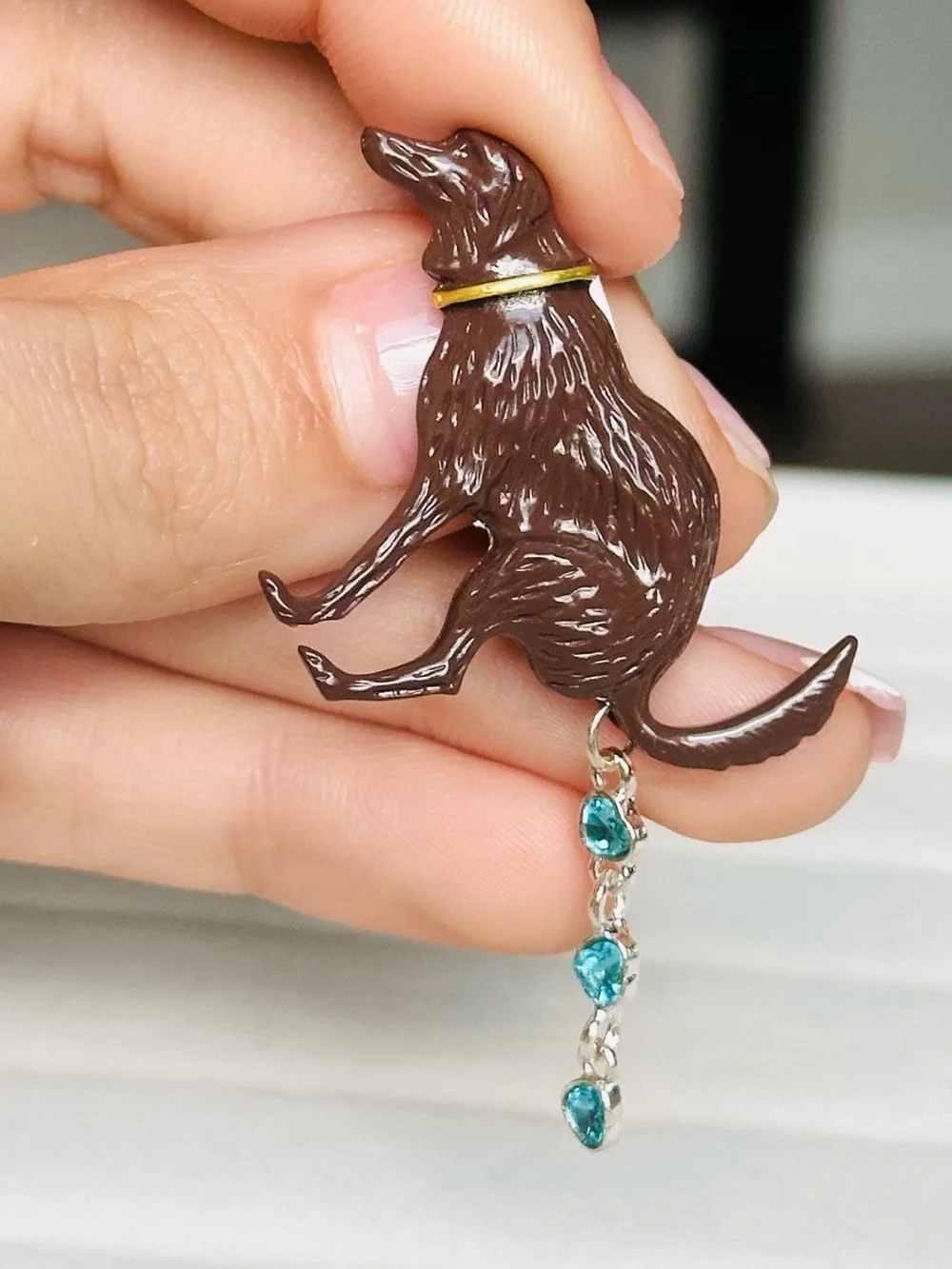 NEW! Brown Pooping Dog Pin Funny Brooch
